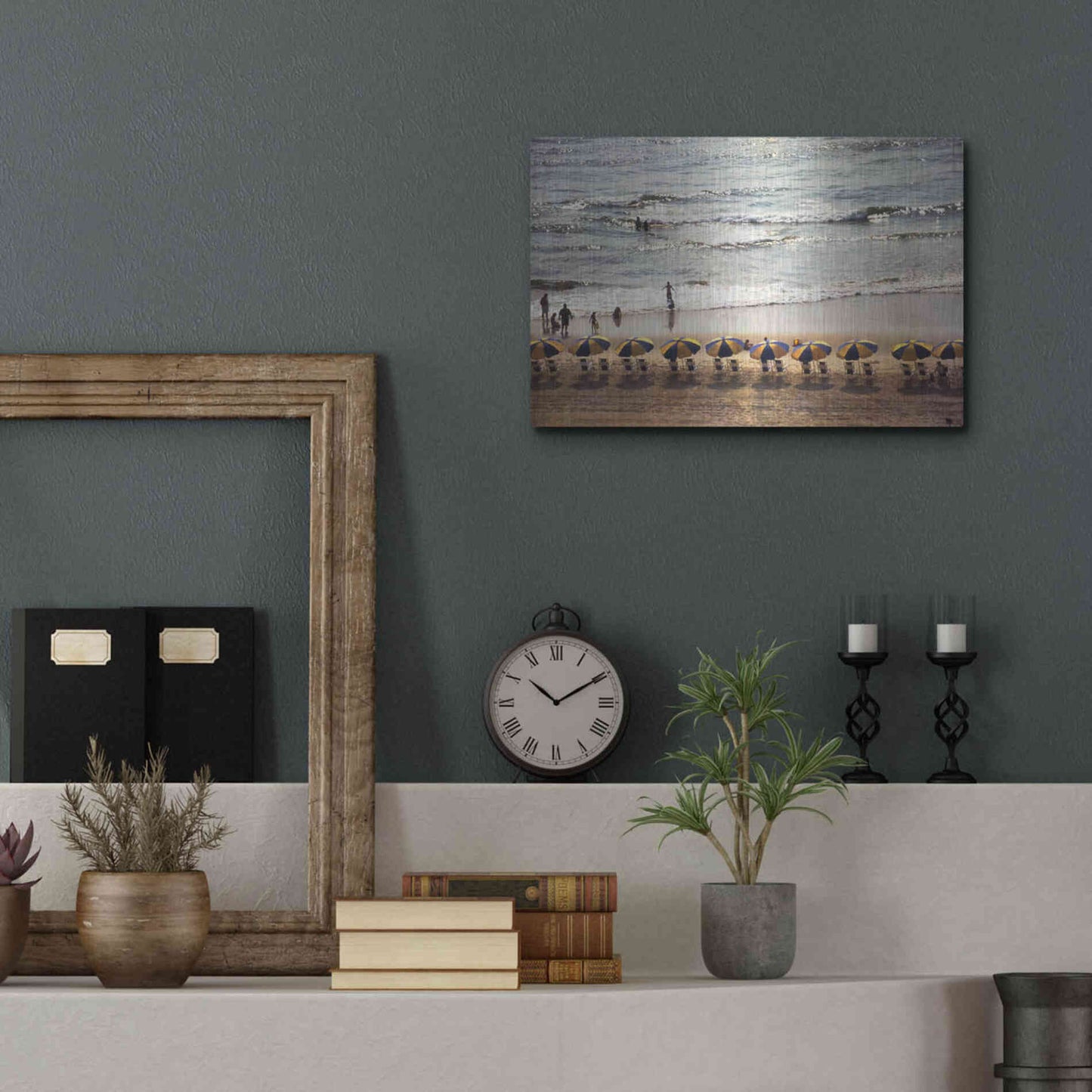 Luxe Metal Art 'A Day At The Beach' by Debra Van Swearingen, Metal Wall Art,16x12