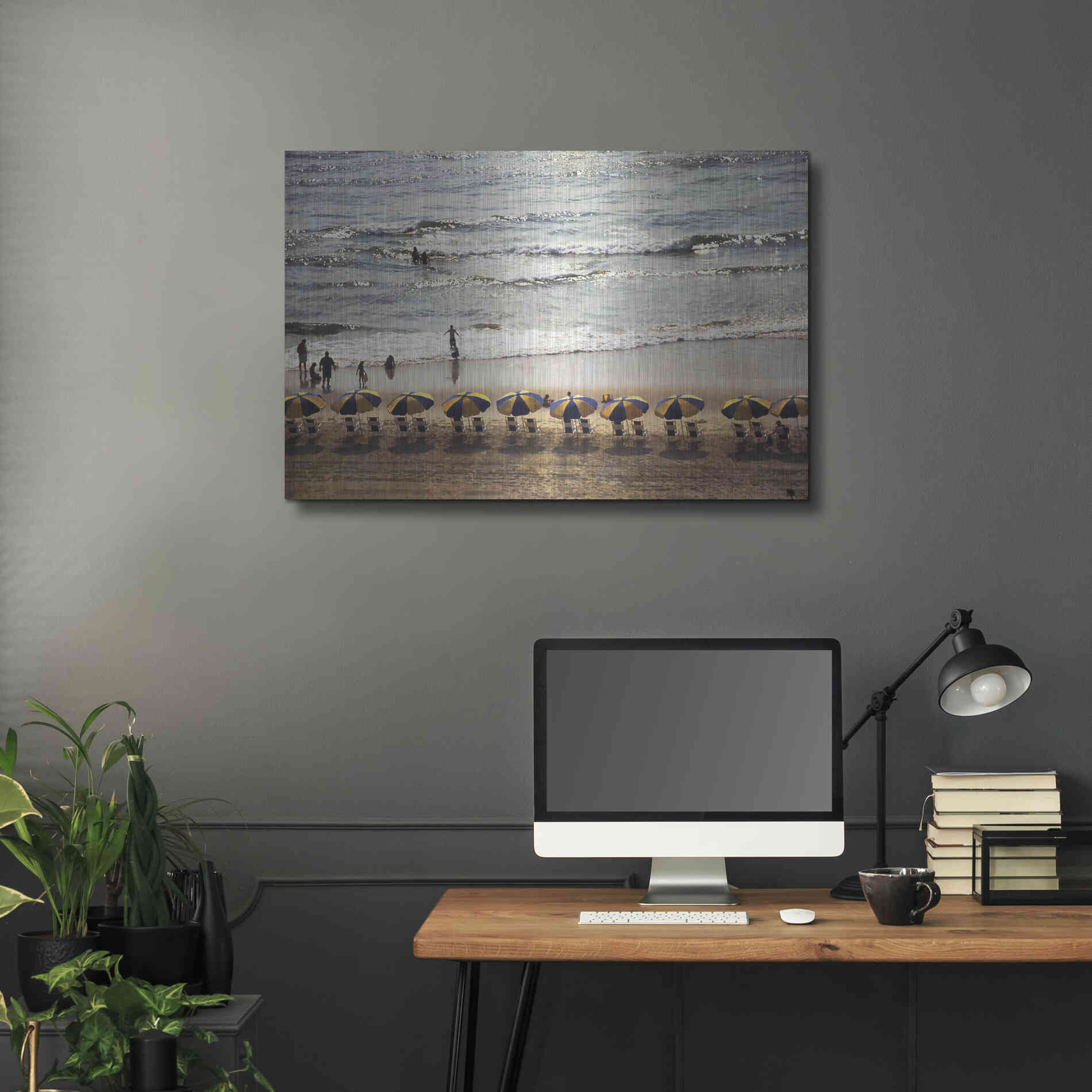 Luxe Metal Art 'A Day At The Beach' by Debra Van Swearingen, Metal Wall Art,36x24