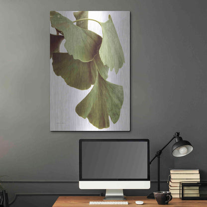 Luxe Metal Art 'Ginko Color on White' by Debra Van Swearingen, Metal Wall Art,24x36