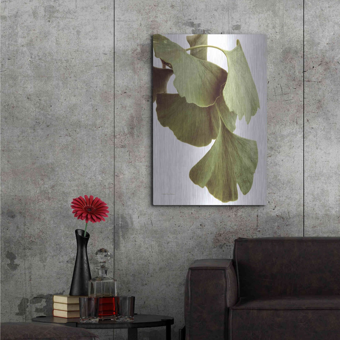 Luxe Metal Art 'Ginko Color on White' by Debra Van Swearingen, Metal Wall Art,24x36