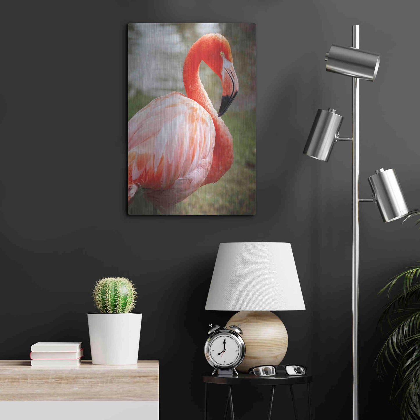 Luxe Metal Art 'Flamingo I' by Debra Van Swearingen, Metal Wall Art,16x24