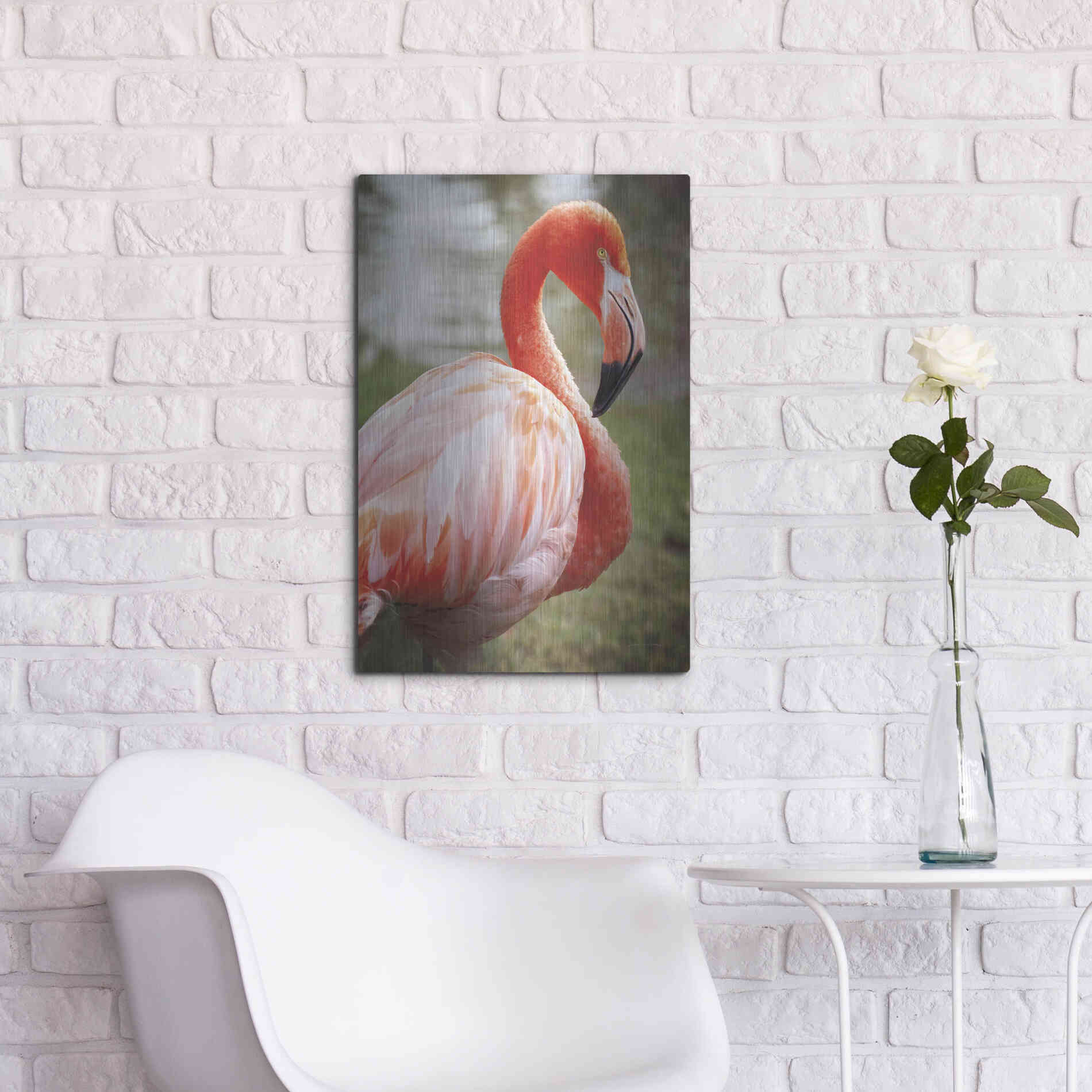 Luxe Metal Art 'Flamingo I' by Debra Van Swearingen, Metal Wall Art,16x24