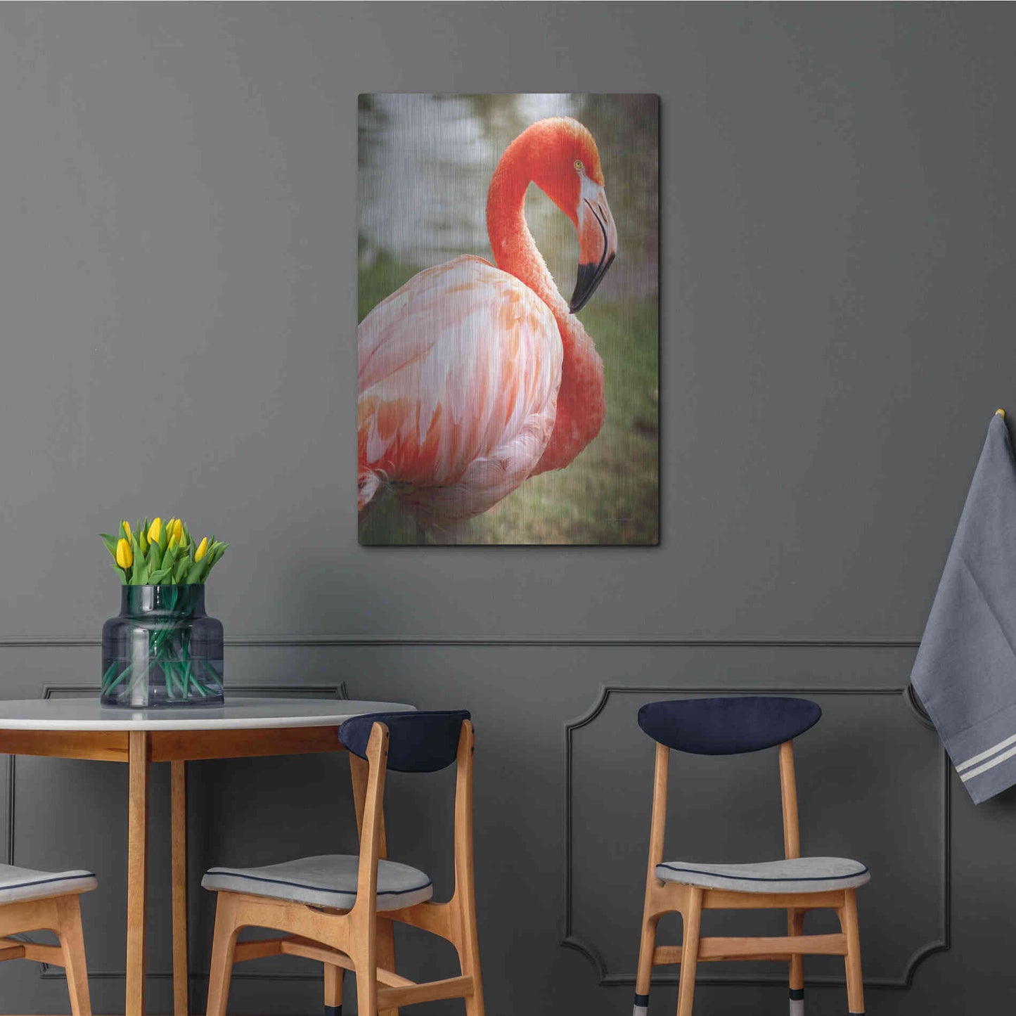 Luxe Metal Art 'Flamingo I' by Debra Van Swearingen, Metal Wall Art,24x36