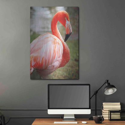 Luxe Metal Art 'Flamingo I' by Debra Van Swearingen, Metal Wall Art,24x36