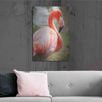 Luxe Metal Art 'Flamingo I' by Debra Van Swearingen, Metal Wall Art,24x36