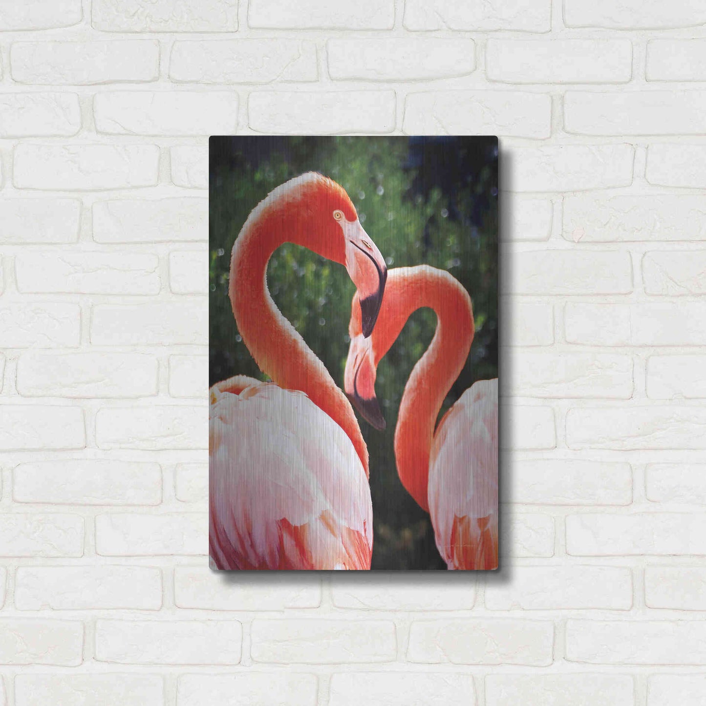 Luxe Metal Art 'Flamingo II' by Debra Van Swearingen, Metal Wall Art,16x24