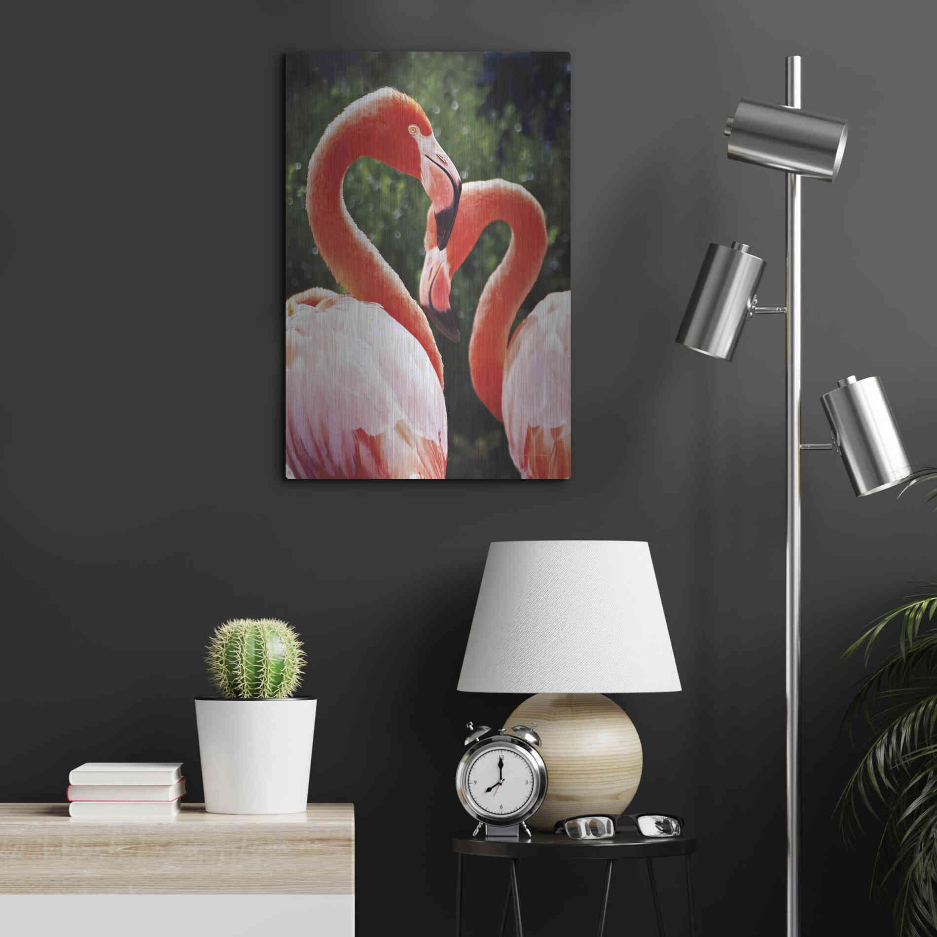 Luxe Metal Art 'Flamingo II' by Debra Van Swearingen, Metal Wall Art,16x24