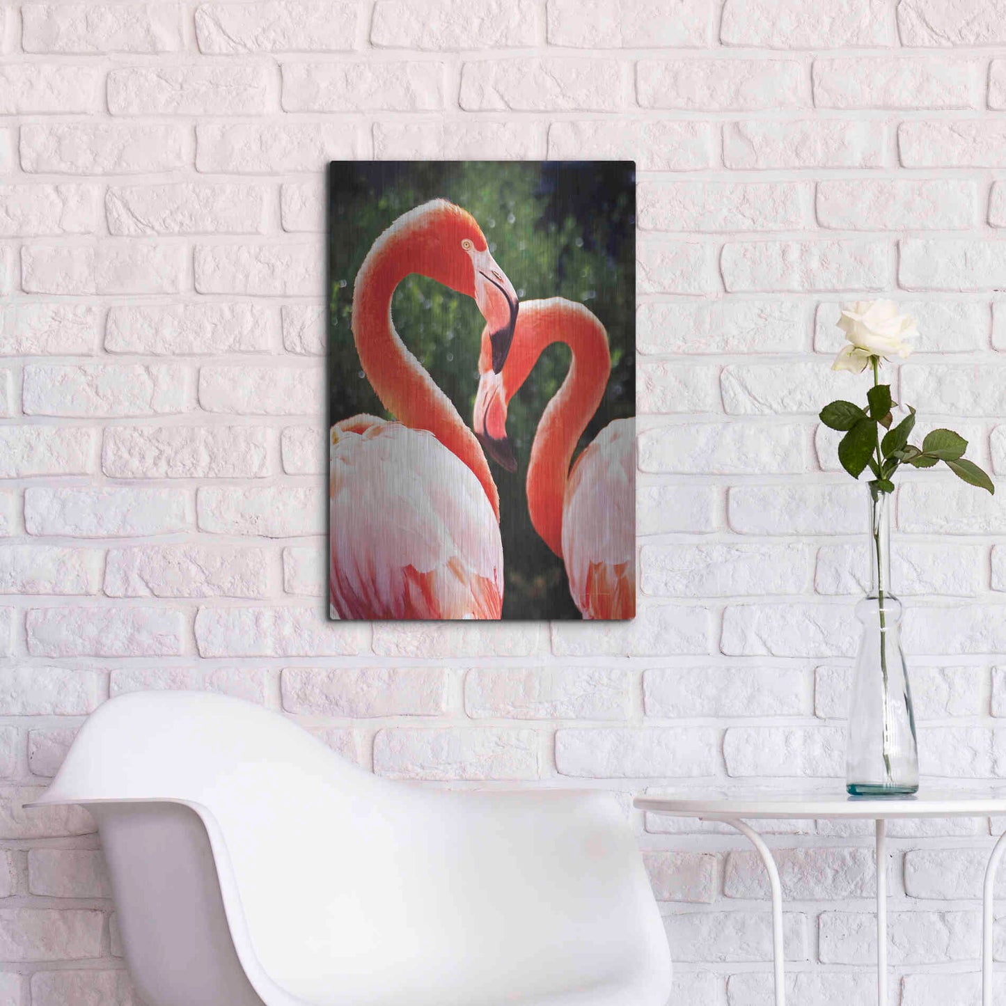 Luxe Metal Art 'Flamingo II' by Debra Van Swearingen, Metal Wall Art,16x24