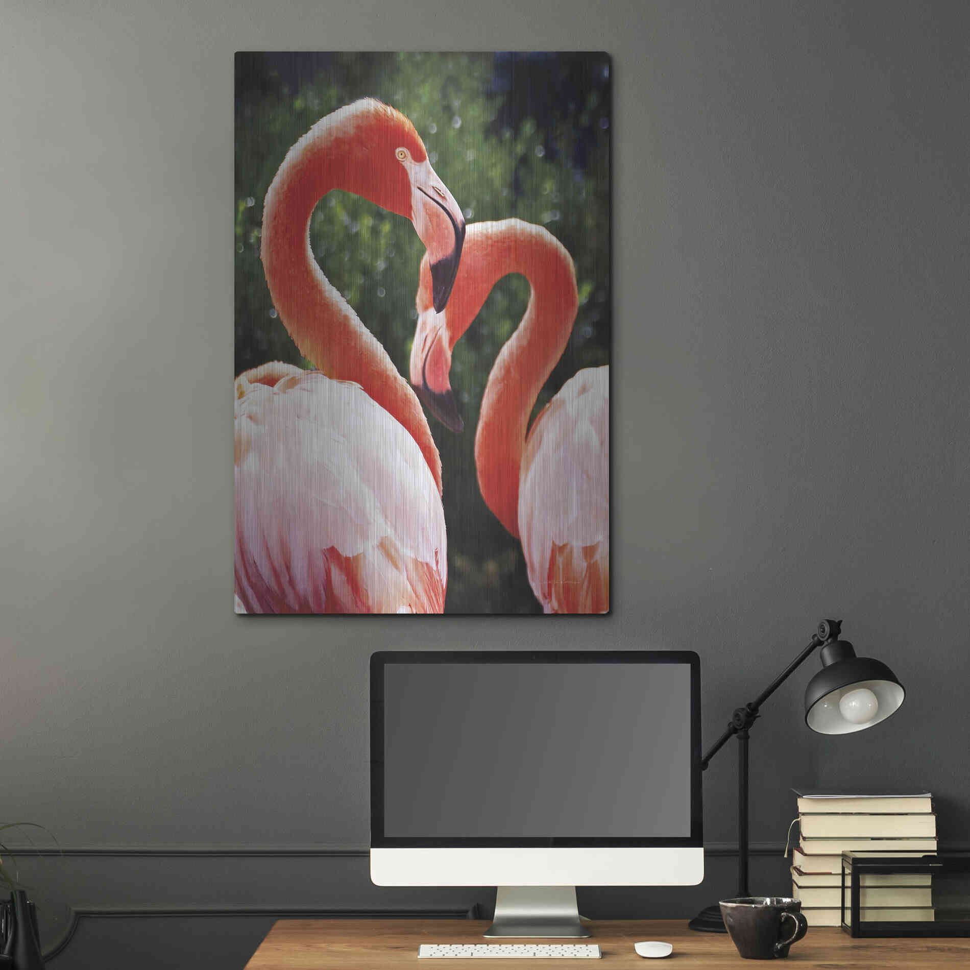 Luxe Metal Art 'Flamingo II' by Debra Van Swearingen, Metal Wall Art,24x36