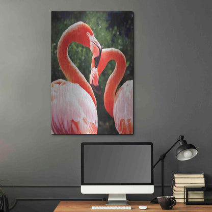 Luxe Metal Art 'Flamingo II' by Debra Van Swearingen, Metal Wall Art,24x36