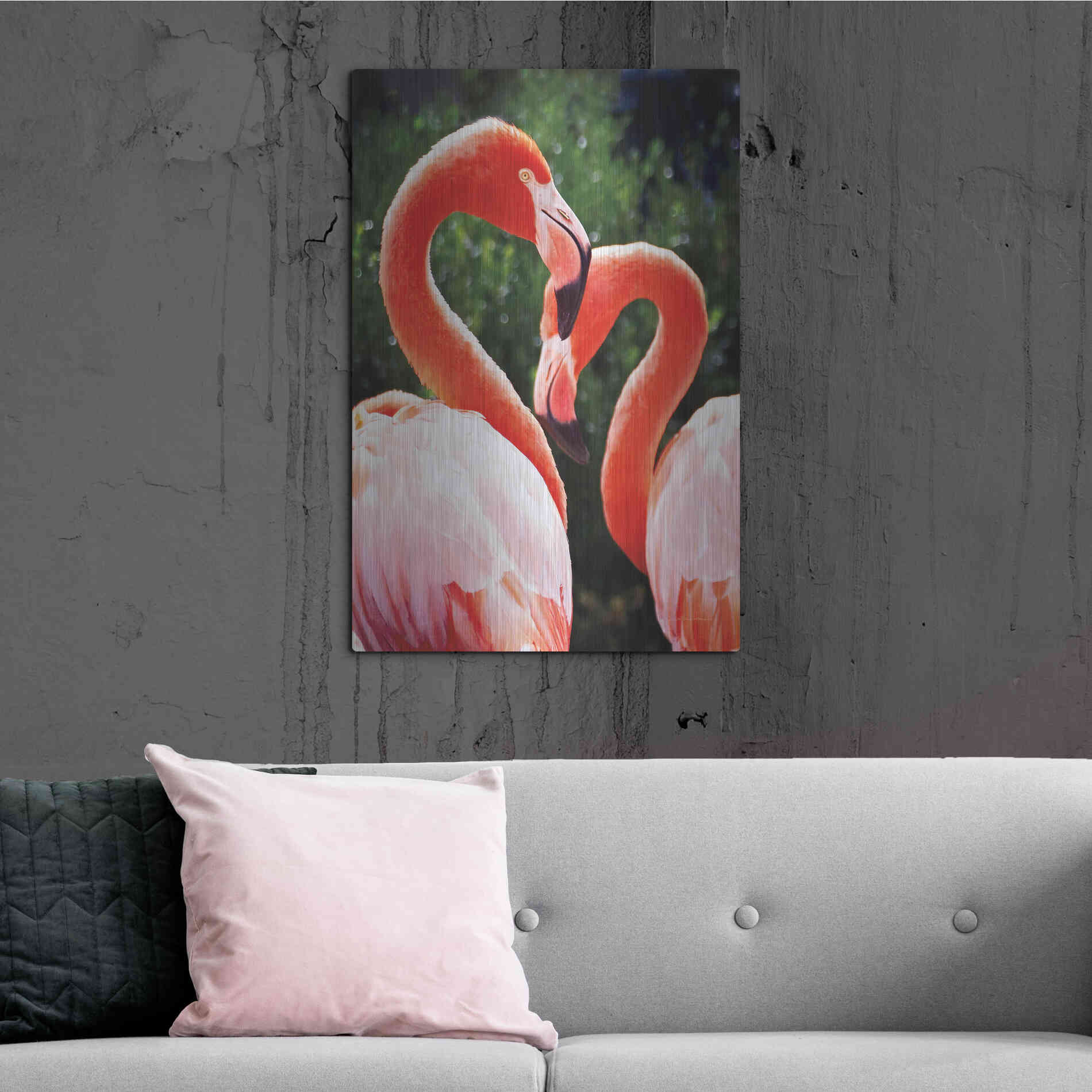 Luxe Metal Art 'Flamingo II' by Debra Van Swearingen, Metal Wall Art,24x36