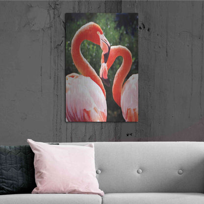 Luxe Metal Art 'Flamingo II' by Debra Van Swearingen, Metal Wall Art,24x36