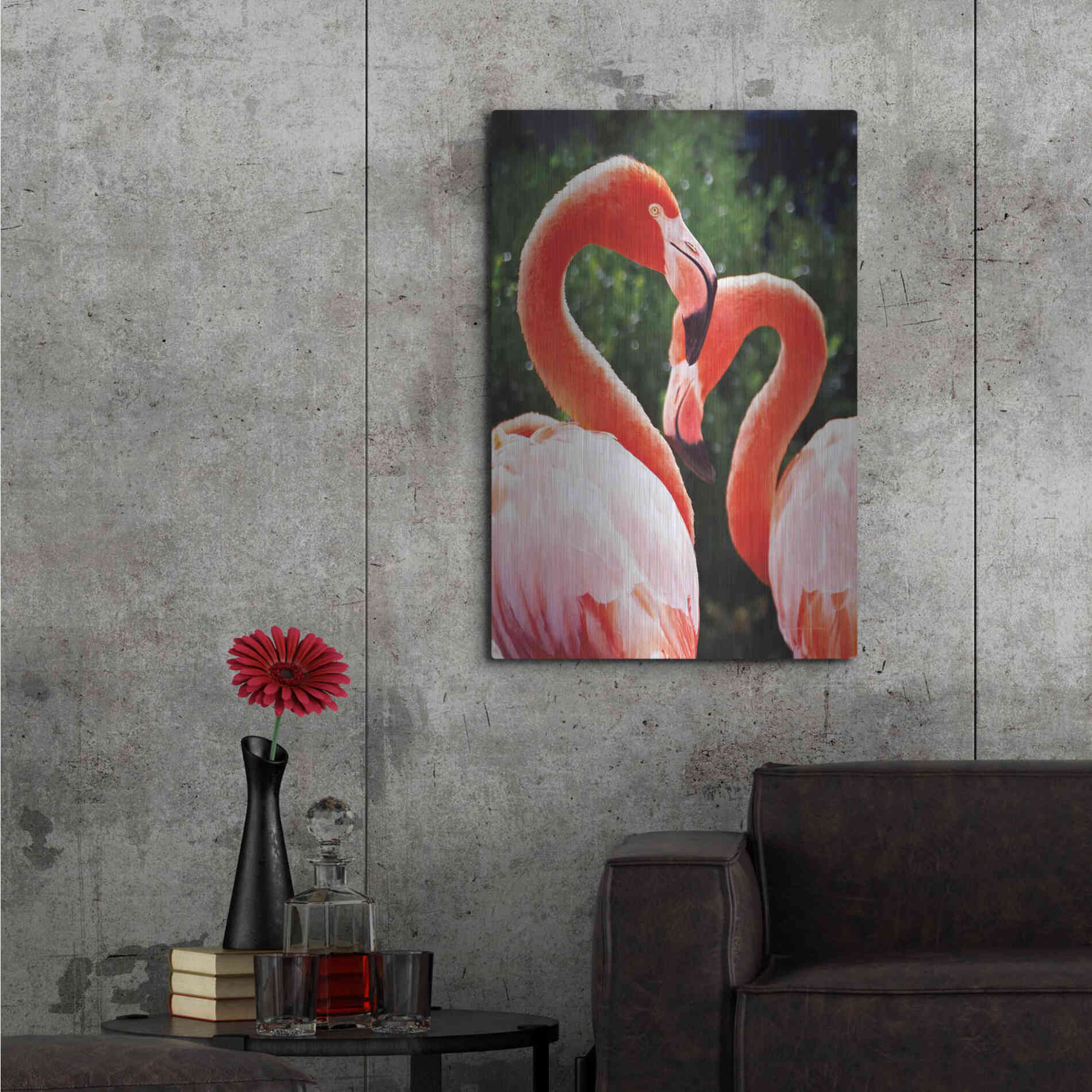 Luxe Metal Art 'Flamingo II' by Debra Van Swearingen, Metal Wall Art,24x36