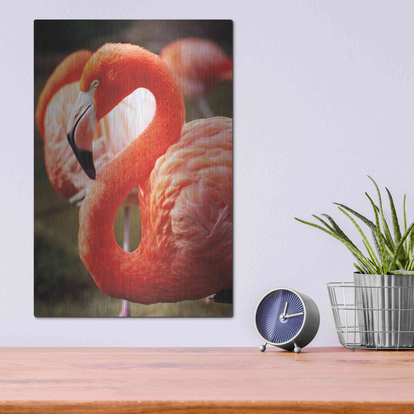 Luxe Metal Art 'Flamingo III' by Debra Van Swearingen, Metal Wall Art,12x16