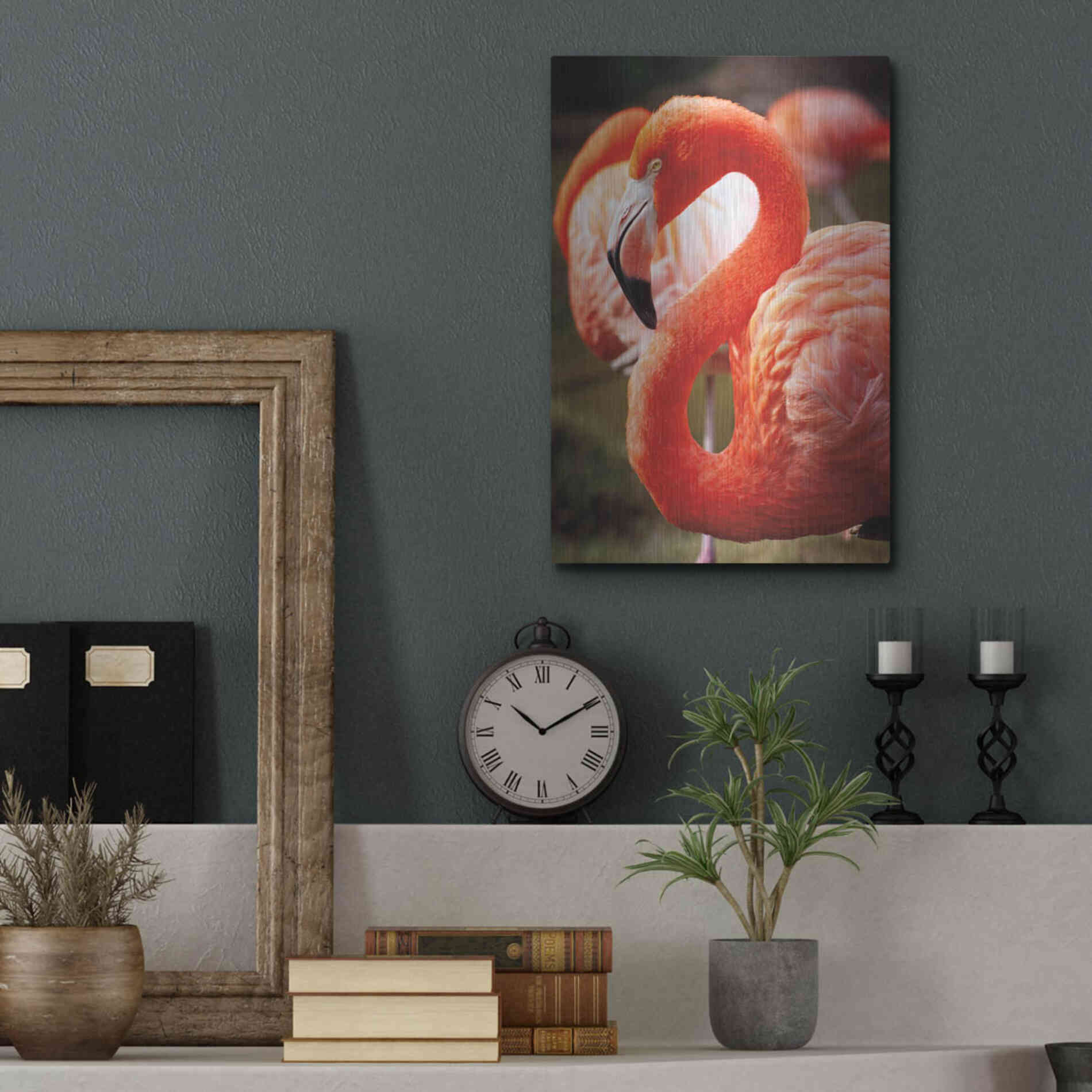 Luxe Metal Art 'Flamingo III' by Debra Van Swearingen, Metal Wall Art,12x16