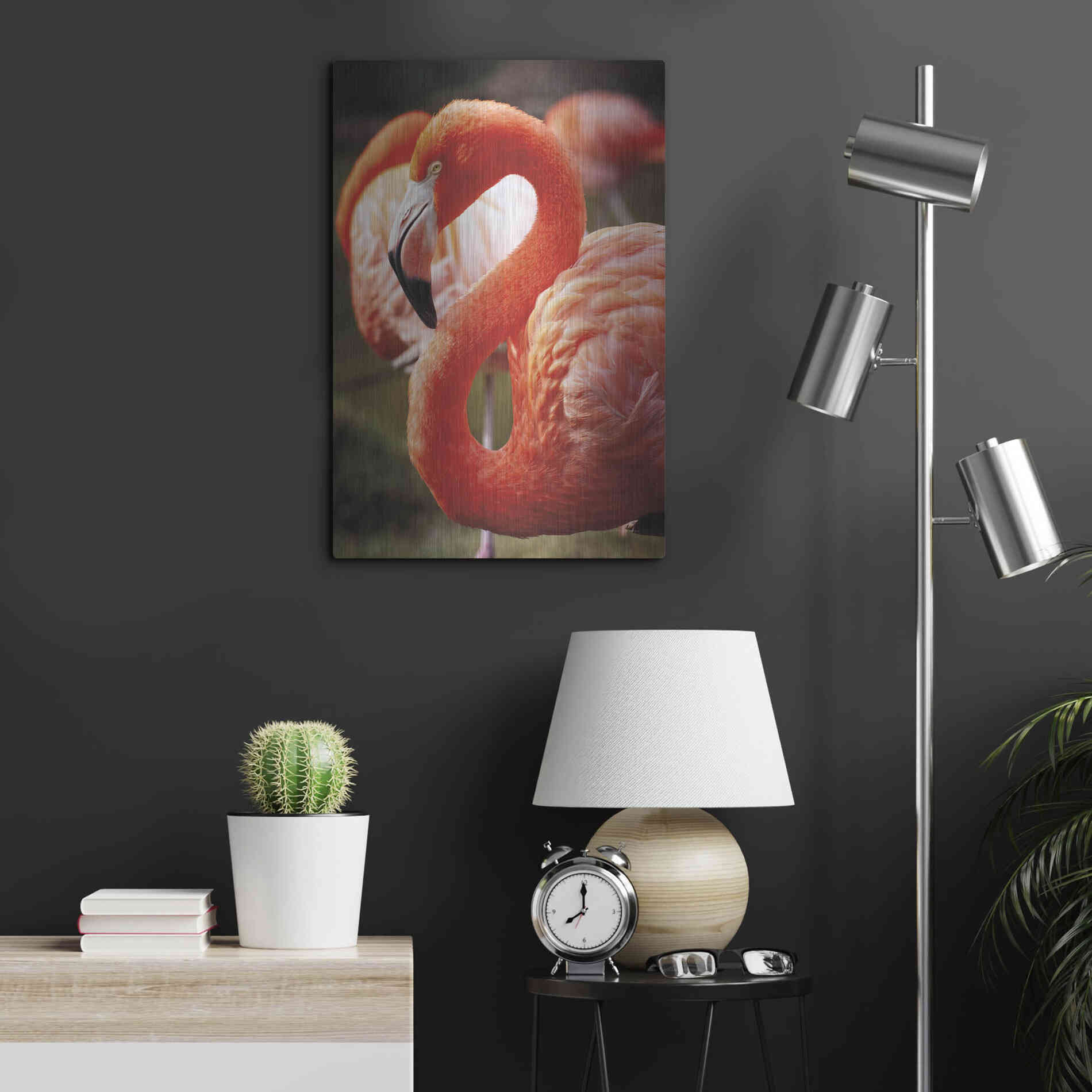 Luxe Metal Art 'Flamingo III' by Debra Van Swearingen, Metal Wall Art,16x24