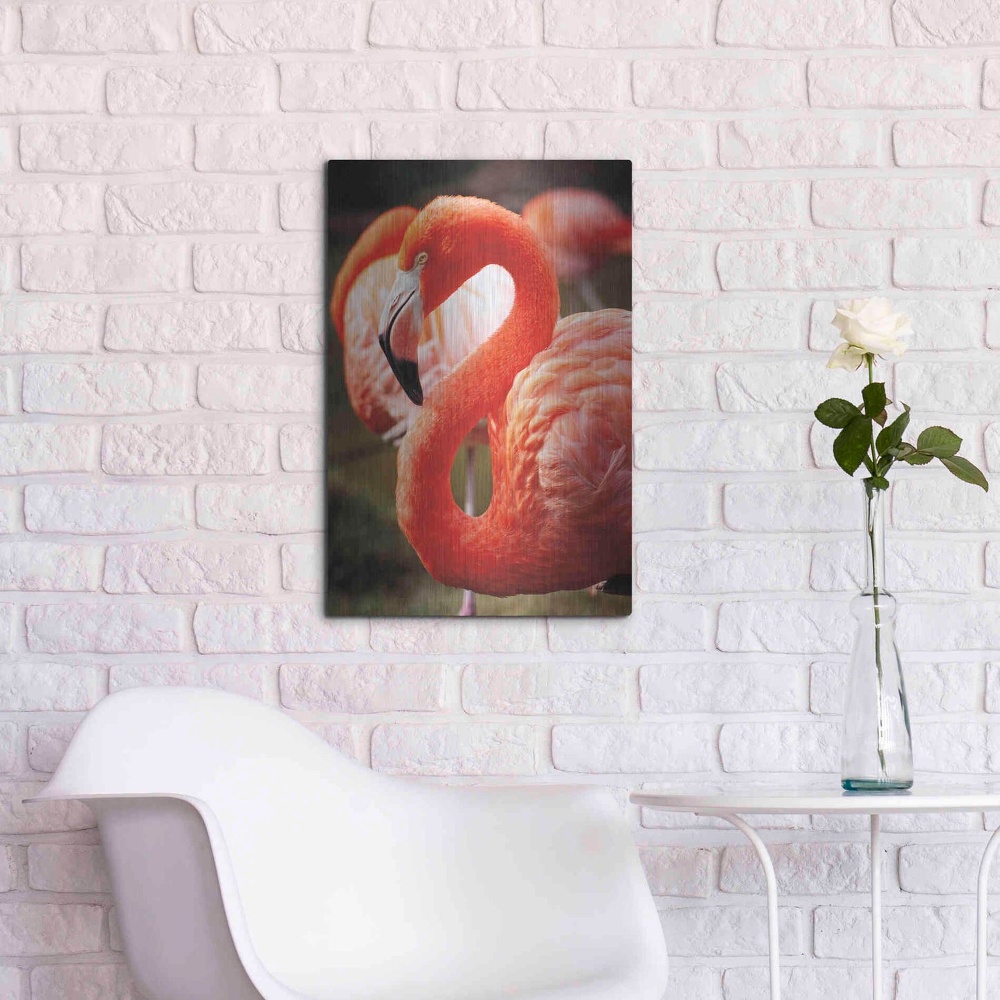 Luxe Metal Art 'Flamingo III' by Debra Van Swearingen, Metal Wall Art,16x24