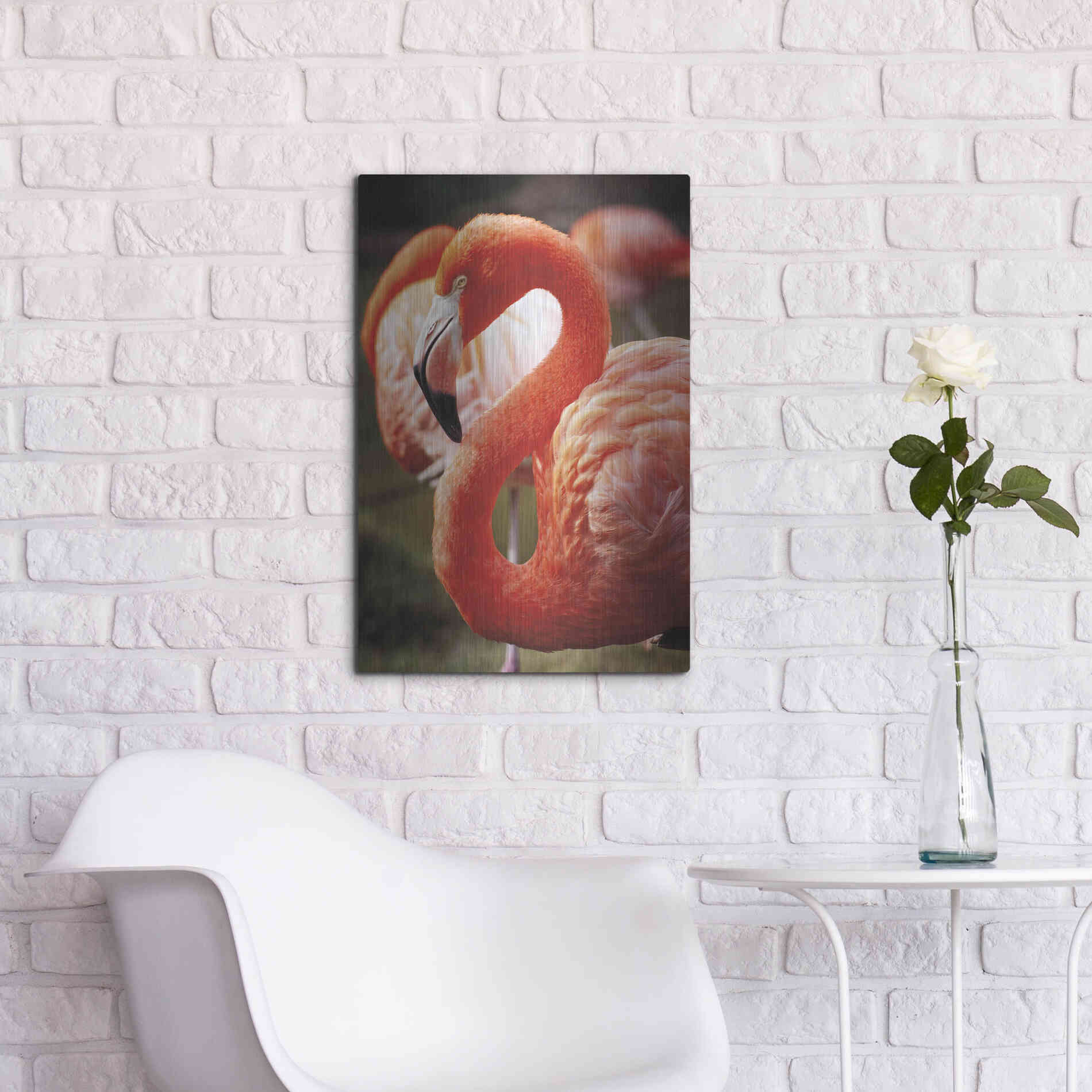 Luxe Metal Art 'Flamingo III' by Debra Van Swearingen, Metal Wall Art,16x24