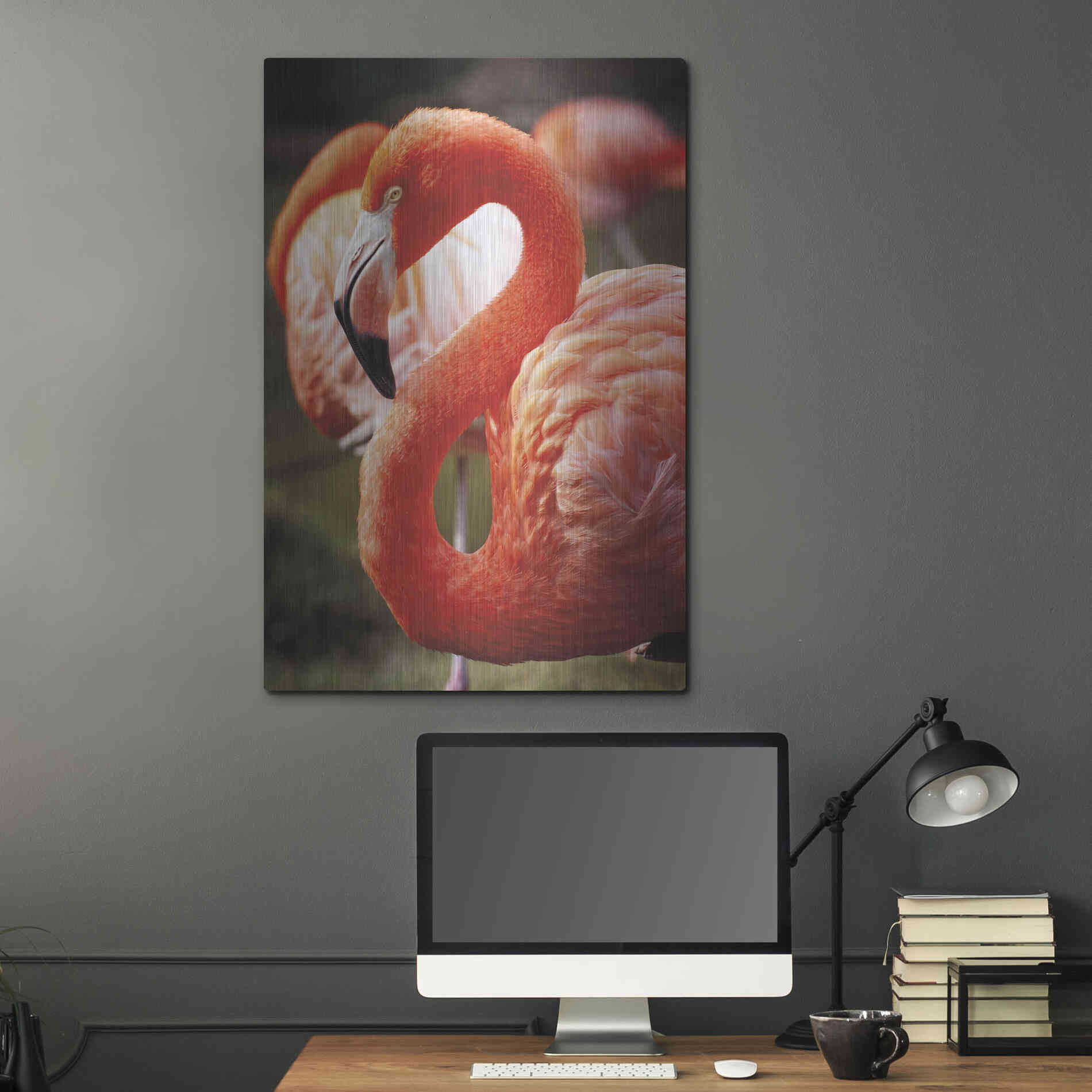 Luxe Metal Art 'Flamingo III' by Debra Van Swearingen, Metal Wall Art,24x36