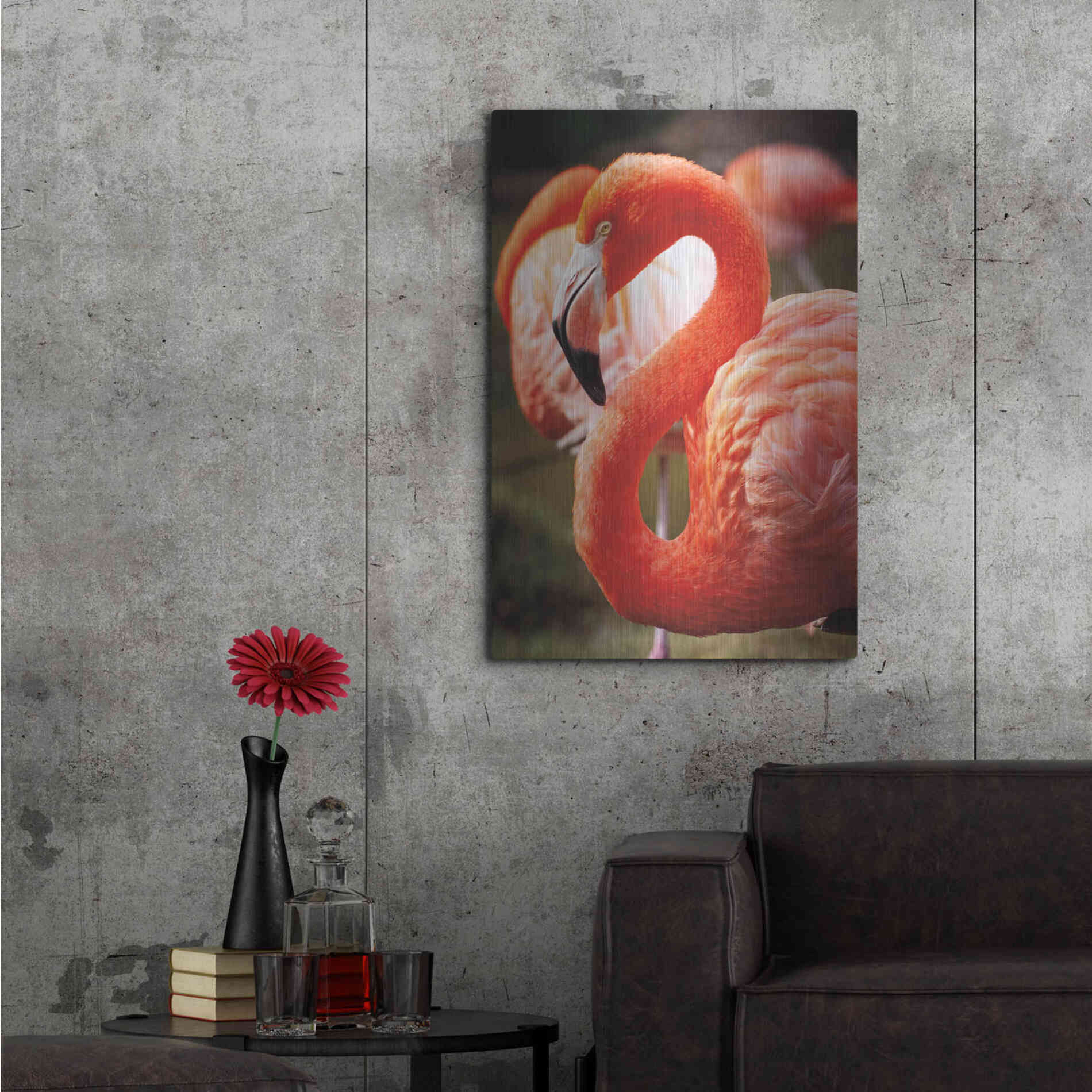 Luxe Metal Art 'Flamingo III' by Debra Van Swearingen, Metal Wall Art,24x36