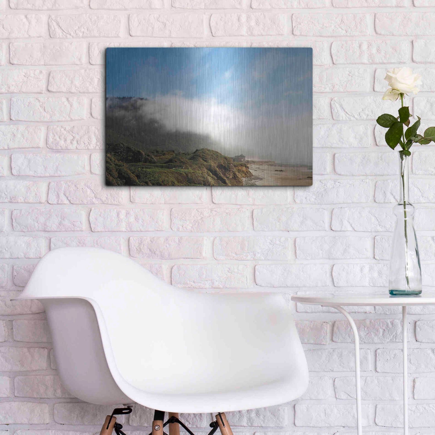 Luxe Metal Art 'Coastal Fog' by Debra Van Swearingen, Metal Wall Art,24x16