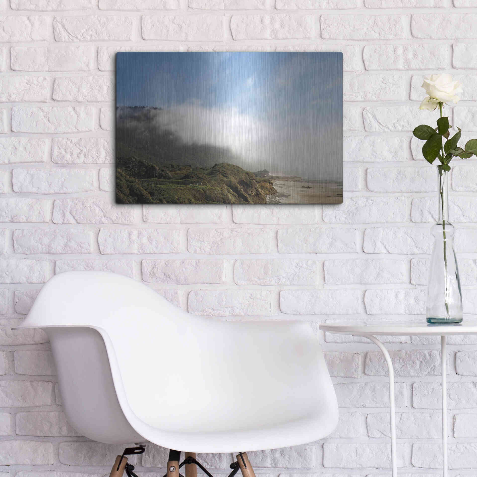 Luxe Metal Art 'Coastal Fog' by Debra Van Swearingen, Metal Wall Art,24x16