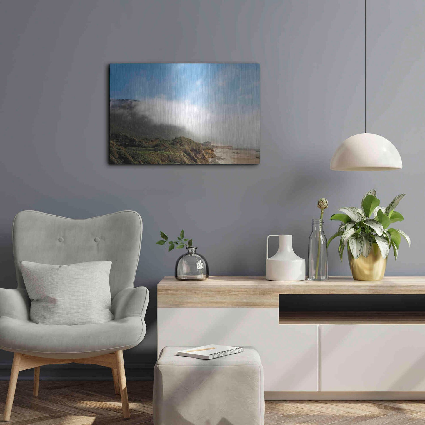 Luxe Metal Art 'Coastal Fog' by Debra Van Swearingen, Metal Wall Art,24x16