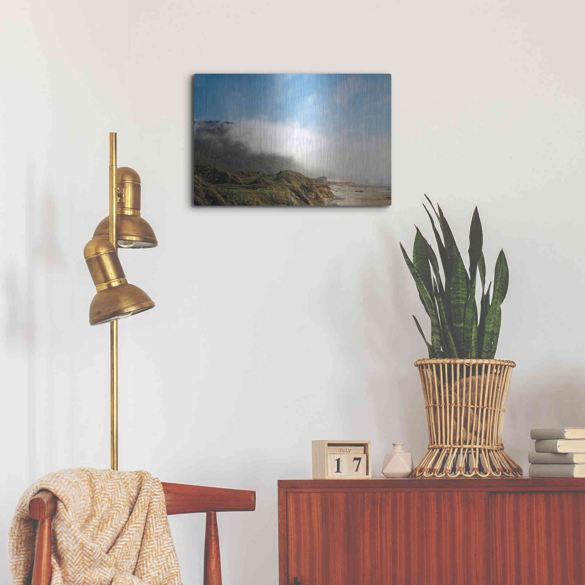 Luxe Metal Art 'Coastal Fog' by Debra Van Swearingen, Metal Wall Art,24x16