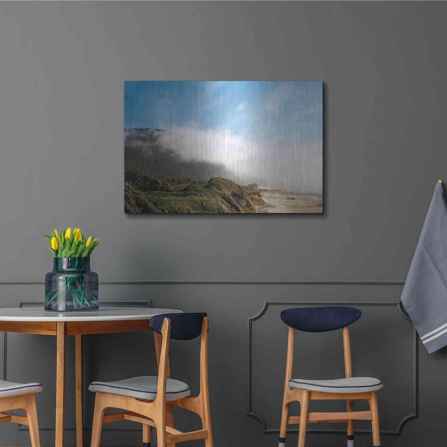 Luxe Metal Art 'Coastal Fog' by Debra Van Swearingen, Metal Wall Art,36x24