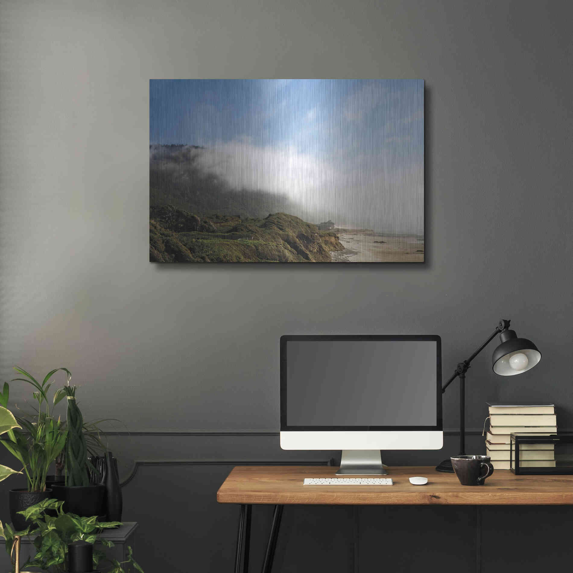 Luxe Metal Art 'Coastal Fog' by Debra Van Swearingen, Metal Wall Art,36x24