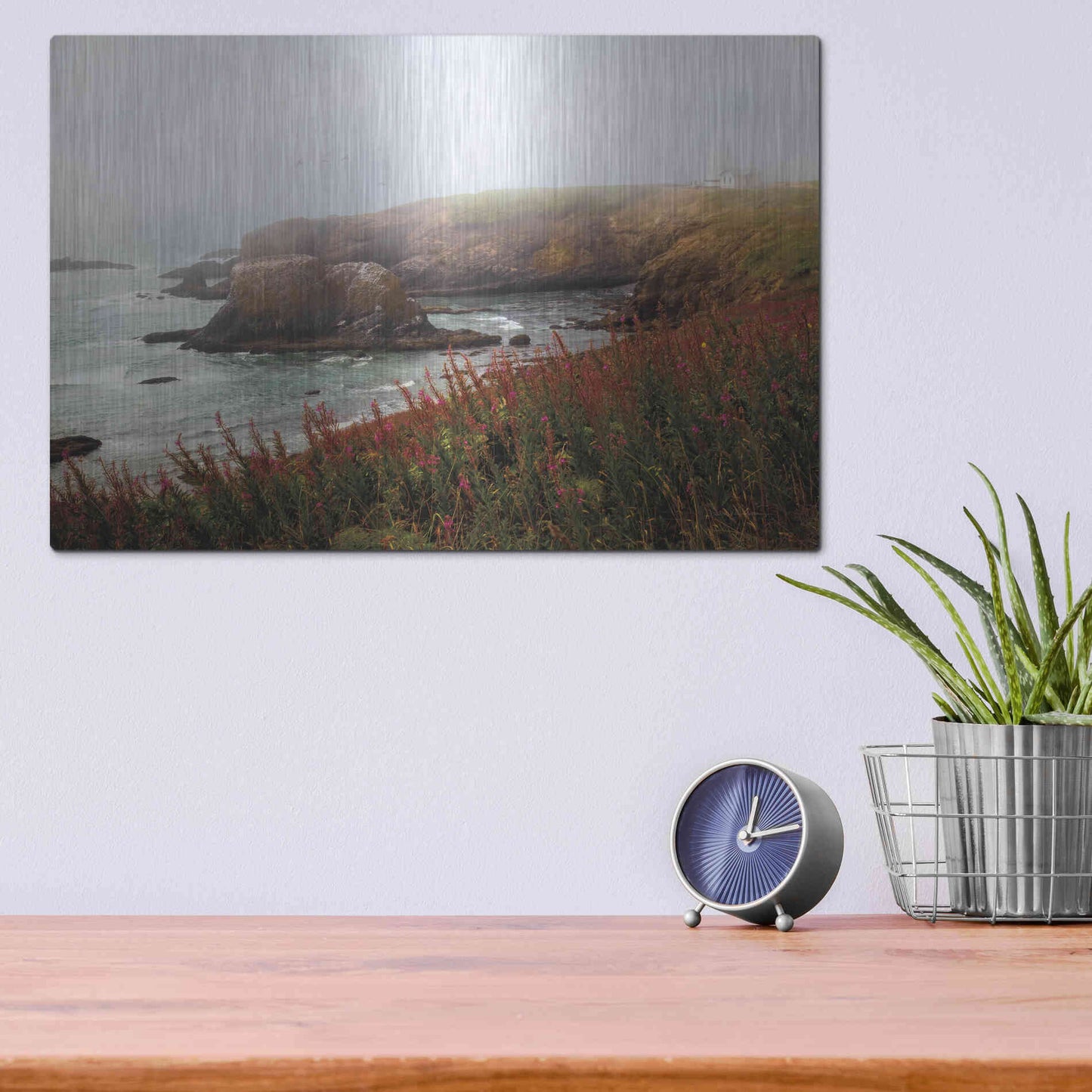 Luxe Metal Art 'Lighthouse Fog' by Debra Van Swearingen, Metal Wall Art,16x12