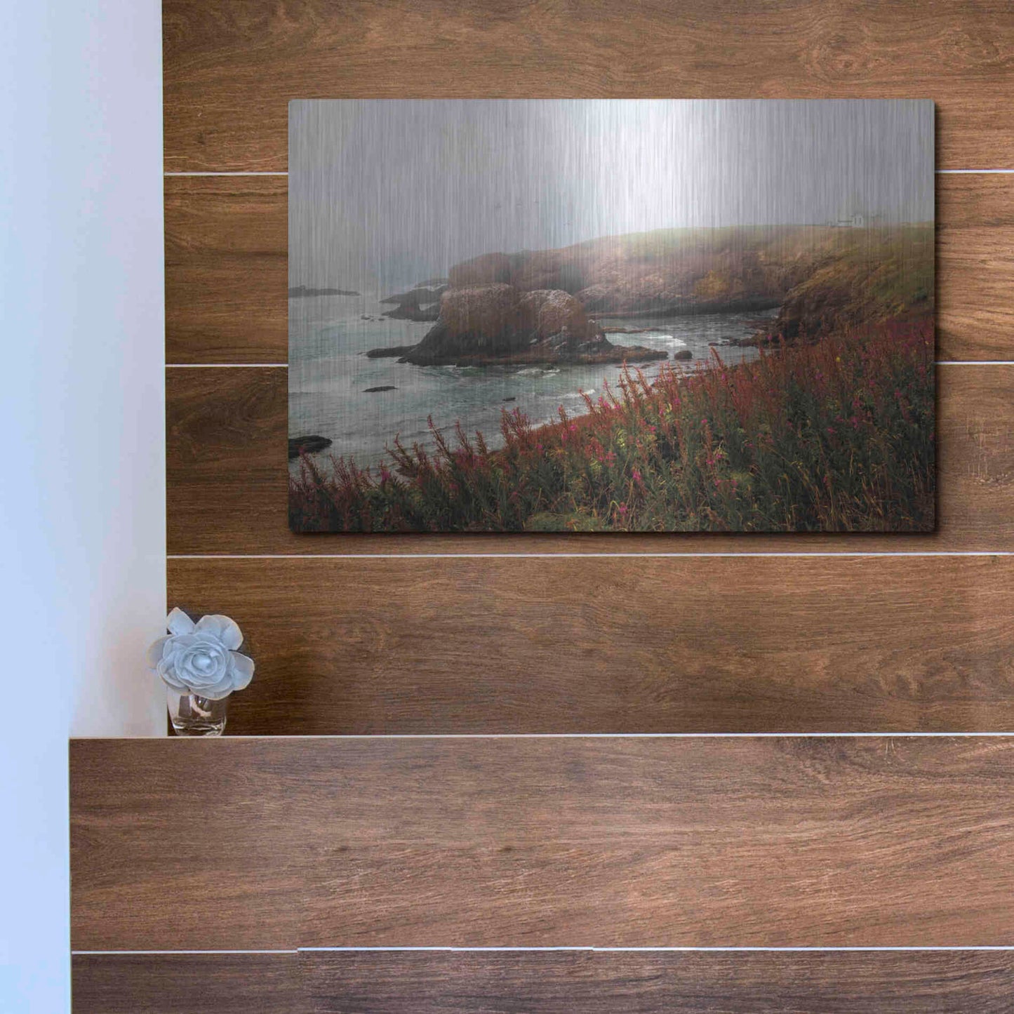 Luxe Metal Art 'Lighthouse Fog' by Debra Van Swearingen, Metal Wall Art,16x12