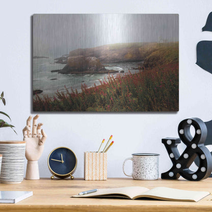 Luxe Metal Art 'Lighthouse Fog' by Debra Van Swearingen, Metal Wall Art,16x12
