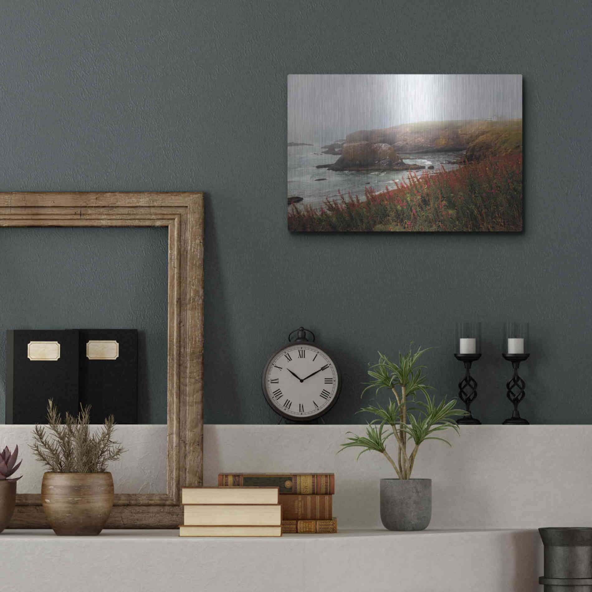 Luxe Metal Art 'Lighthouse Fog' by Debra Van Swearingen, Metal Wall Art,16x12