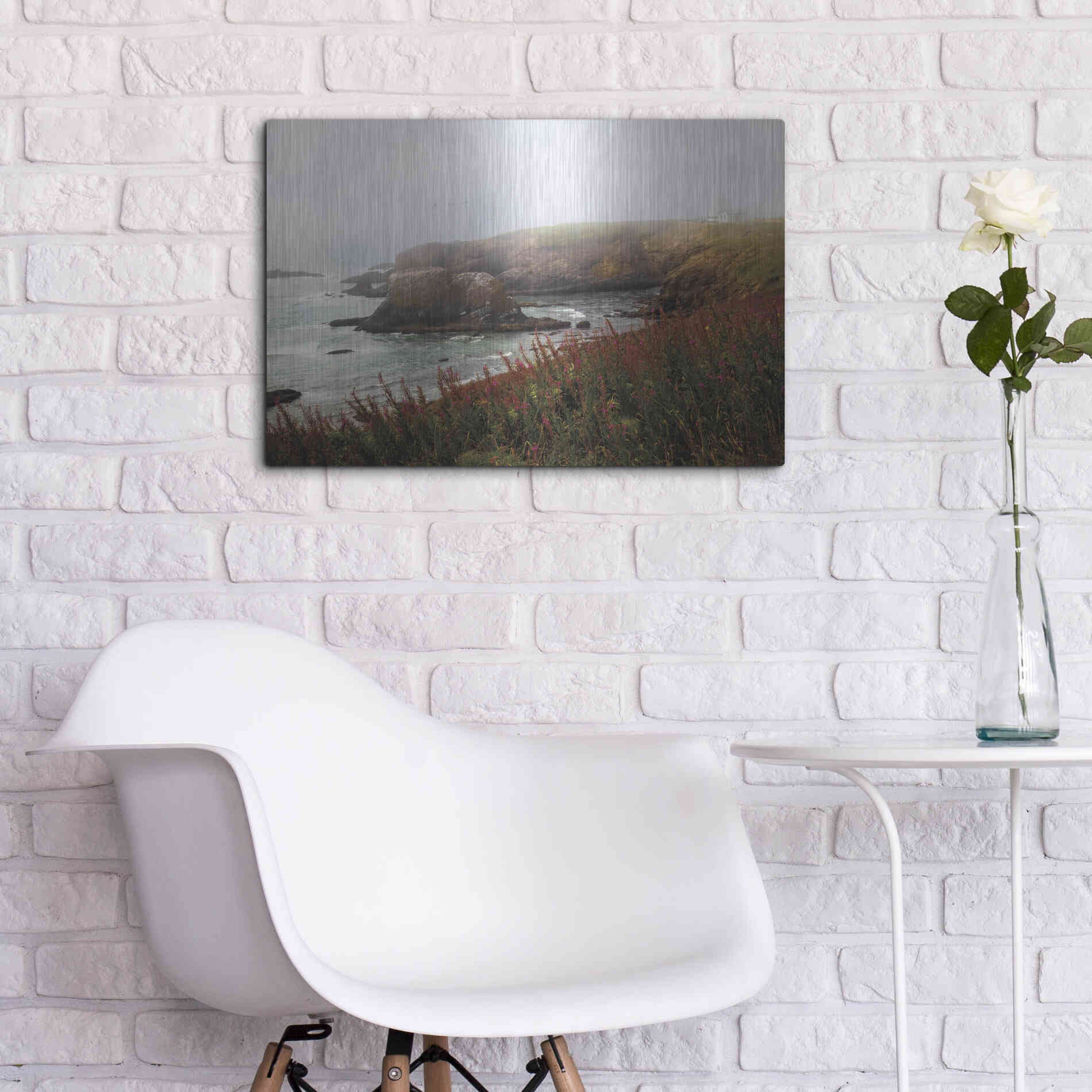 Luxe Metal Art 'Lighthouse Fog' by Debra Van Swearingen, Metal Wall Art,24x16