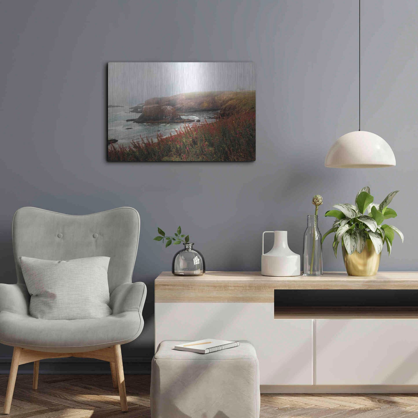 Luxe Metal Art 'Lighthouse Fog' by Debra Van Swearingen, Metal Wall Art,24x16