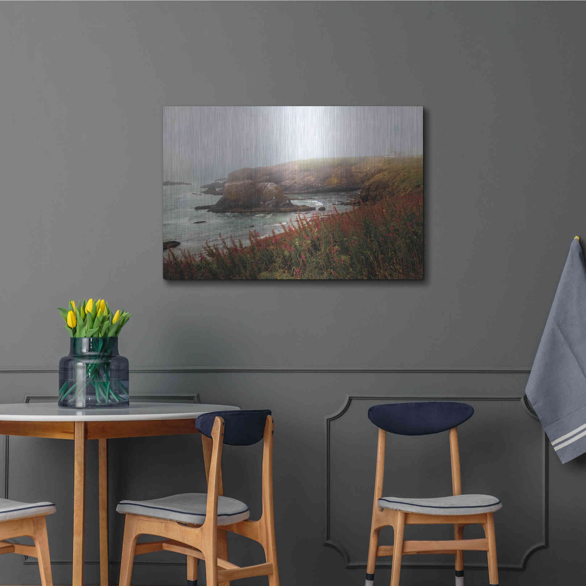 Luxe Metal Art 'Lighthouse Fog' by Debra Van Swearingen, Metal Wall Art,36x24