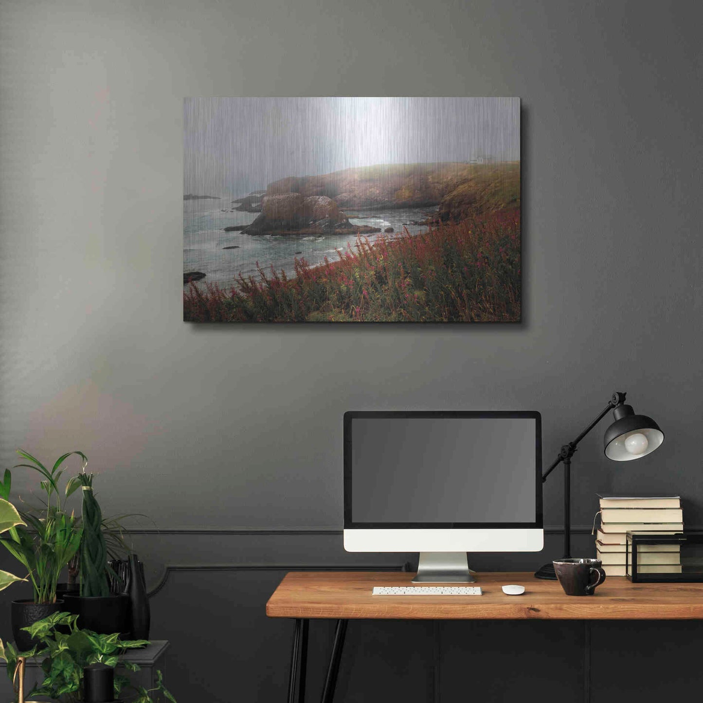 Luxe Metal Art 'Lighthouse Fog' by Debra Van Swearingen, Metal Wall Art,36x24