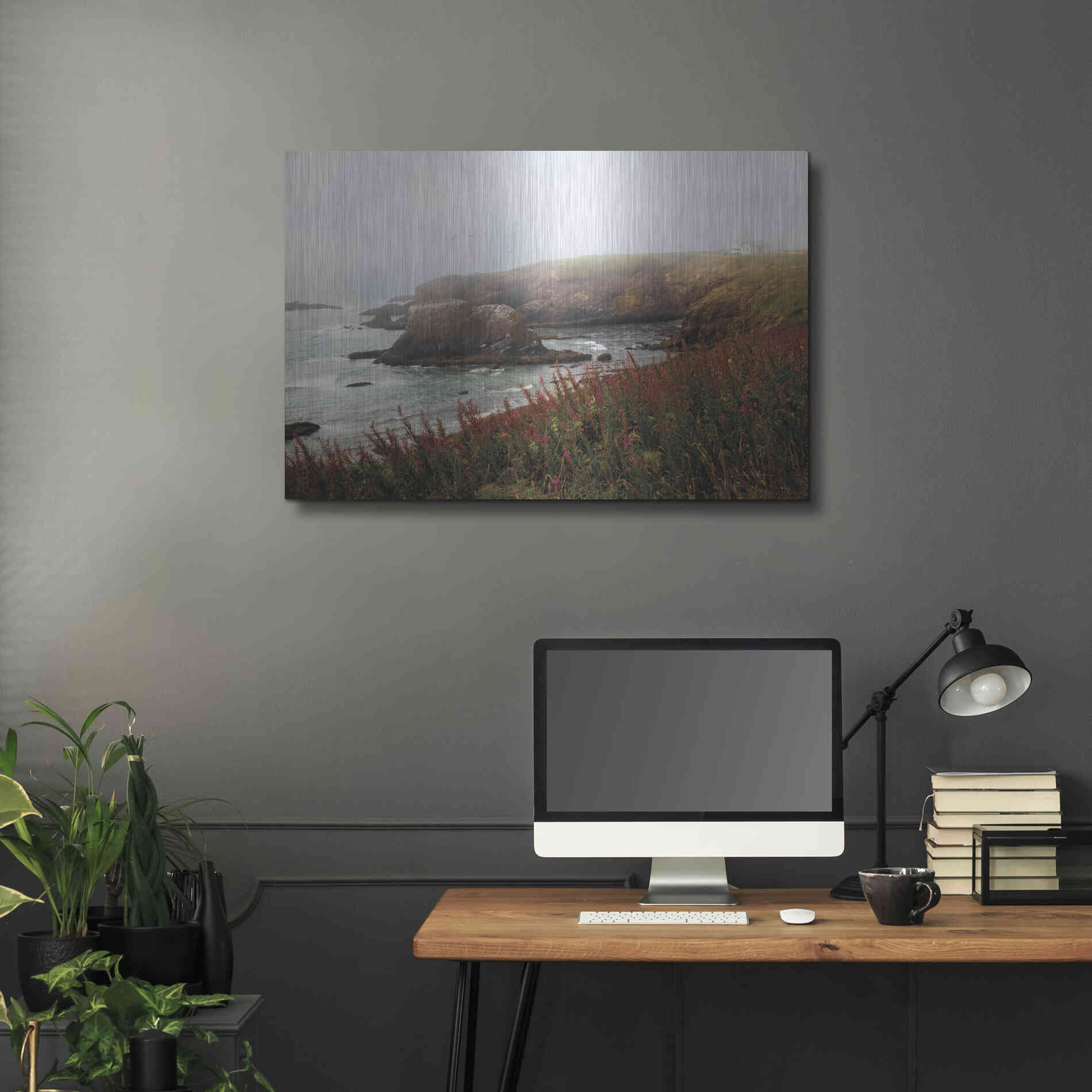 Luxe Metal Art 'Lighthouse Fog' by Debra Van Swearingen, Metal Wall Art,36x24