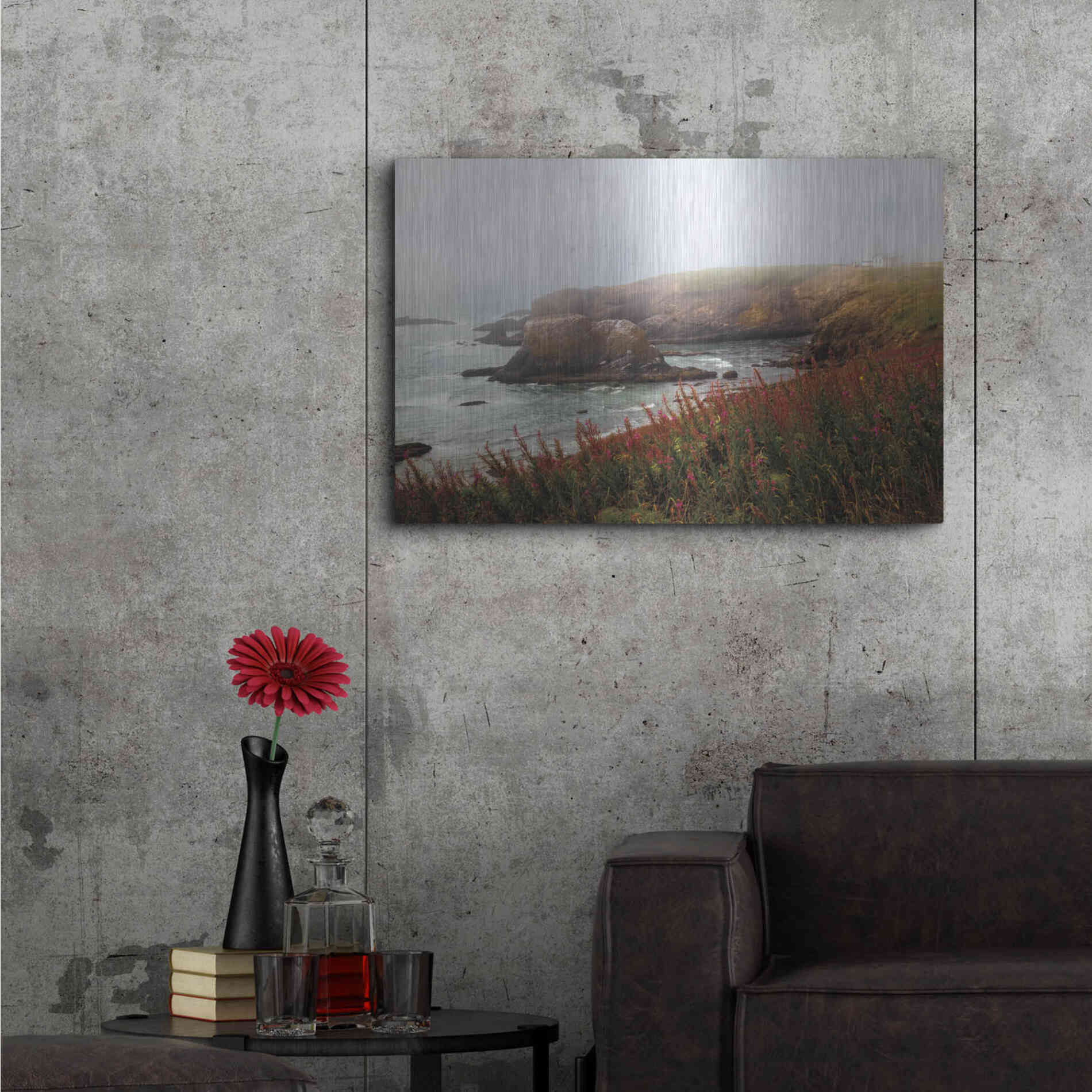 Luxe Metal Art 'Lighthouse Fog' by Debra Van Swearingen, Metal Wall Art,36x24