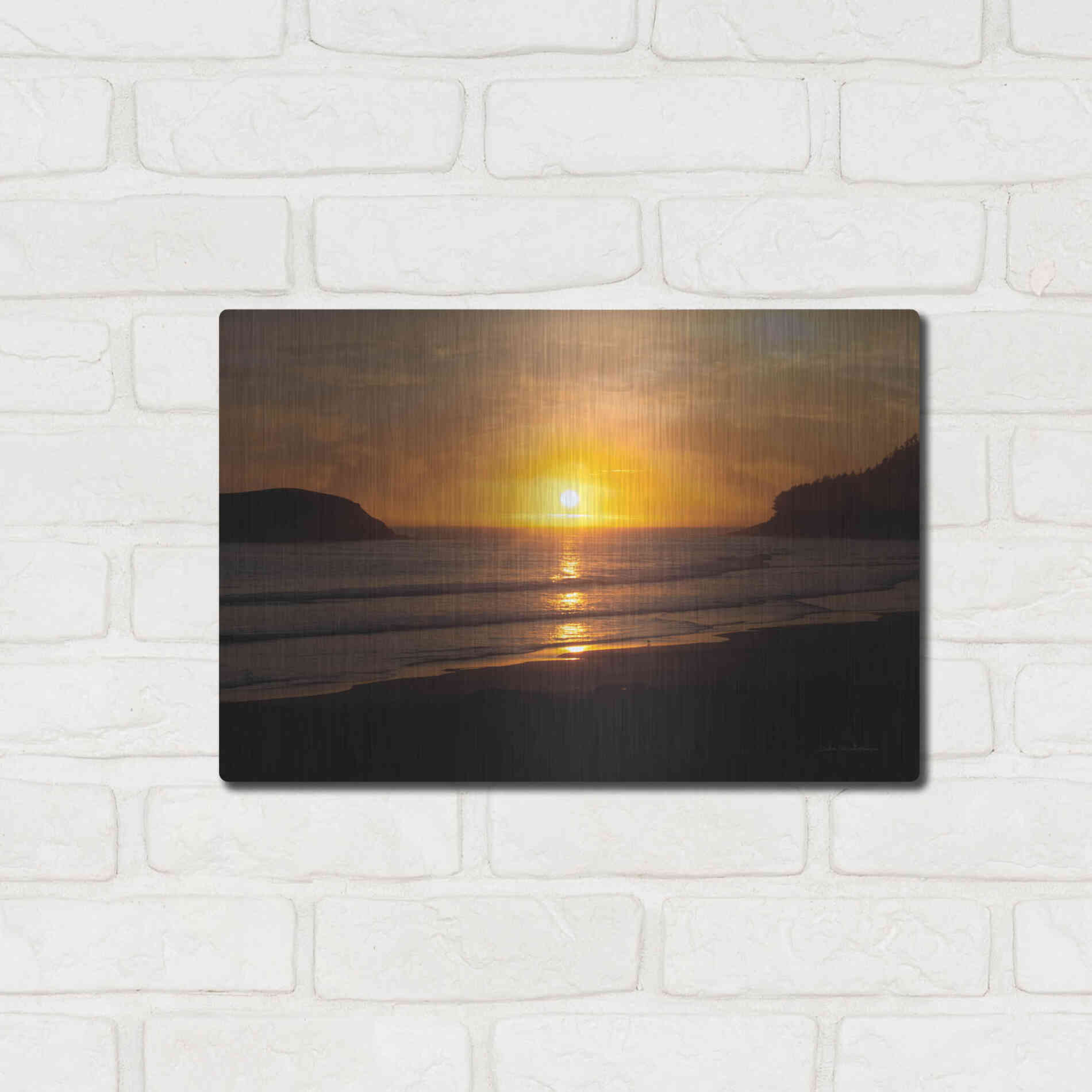 Luxe Metal Art 'Ocean Sunset' by Debra Van Swearingen, Metal Wall Art,16x12