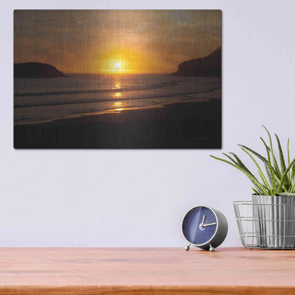 Luxe Metal Art 'Ocean Sunset' by Debra Van Swearingen, Metal Wall Art,16x12