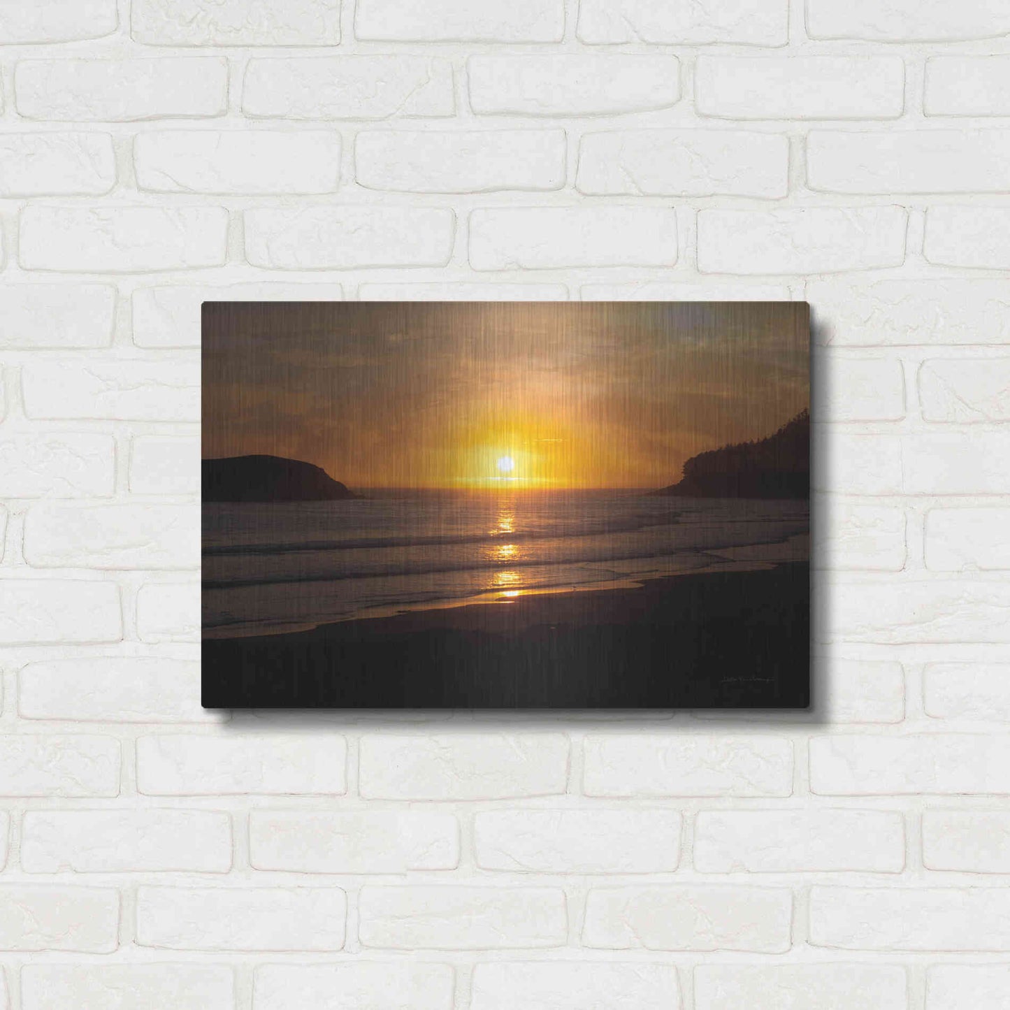 Luxe Metal Art 'Ocean Sunset' by Debra Van Swearingen, Metal Wall Art,24x16