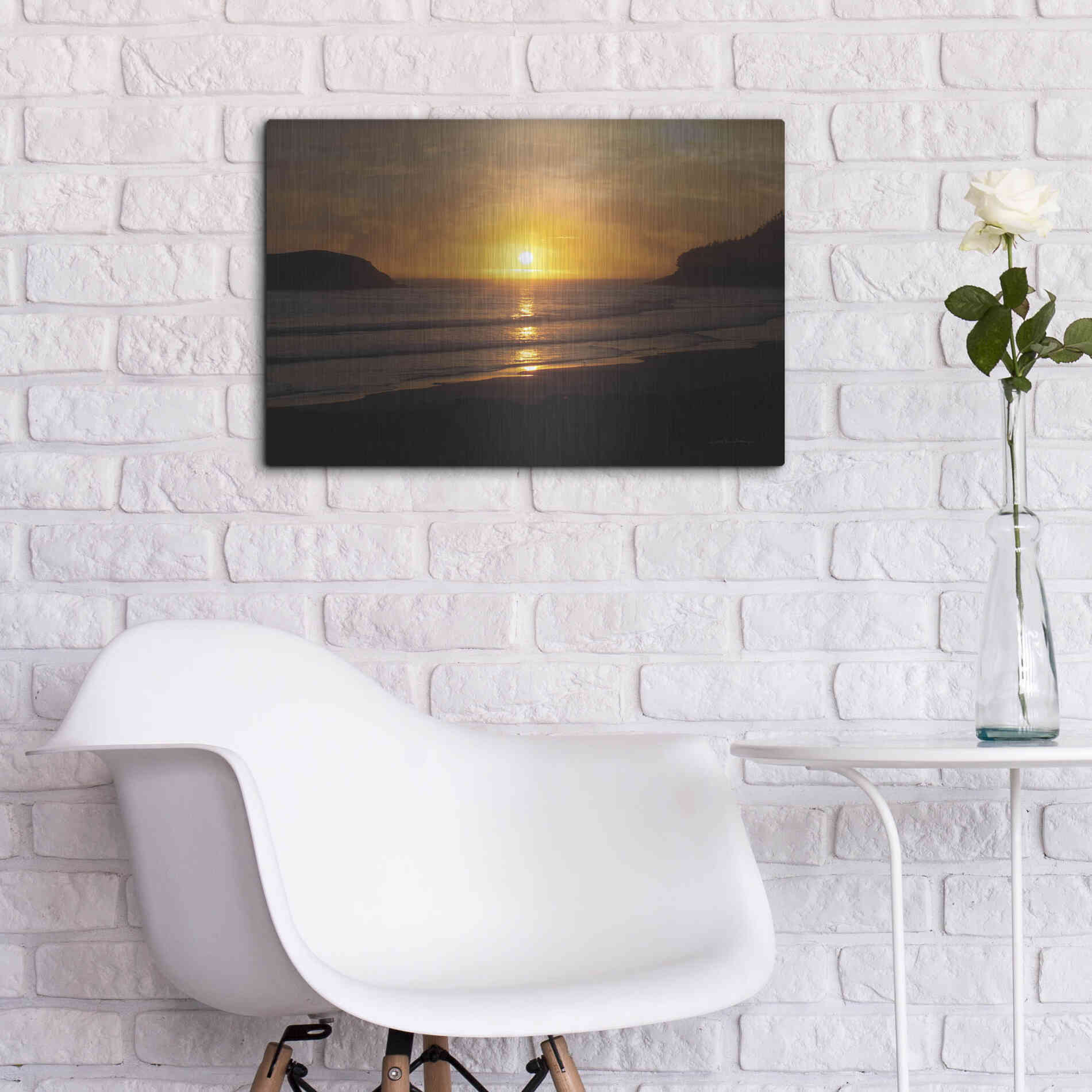Luxe Metal Art 'Ocean Sunset' by Debra Van Swearingen, Metal Wall Art,24x16