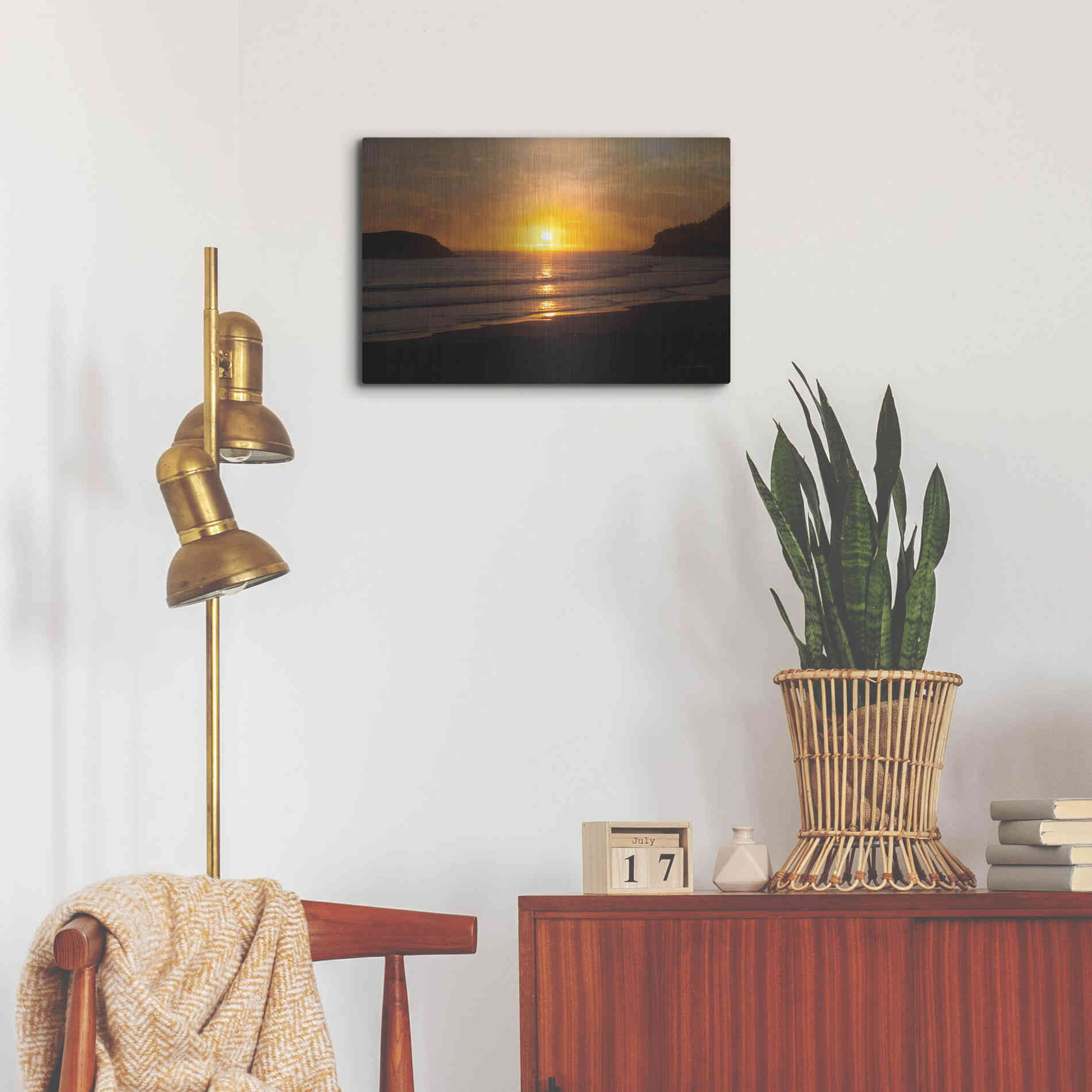 Luxe Metal Art 'Ocean Sunset' by Debra Van Swearingen, Metal Wall Art,24x16