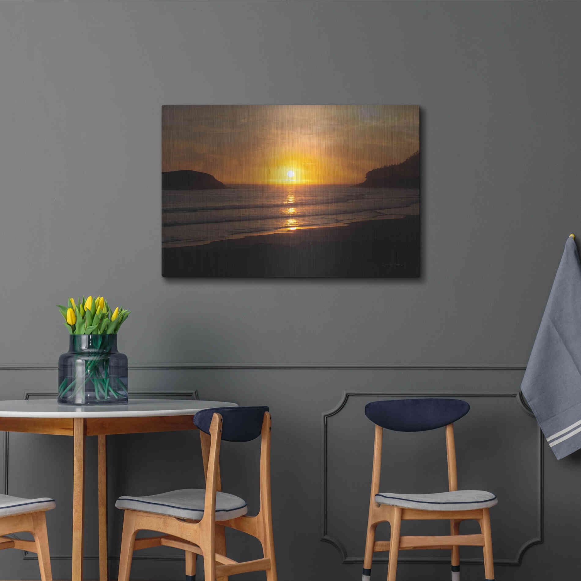 Luxe Metal Art 'Ocean Sunset' by Debra Van Swearingen, Metal Wall Art,36x24