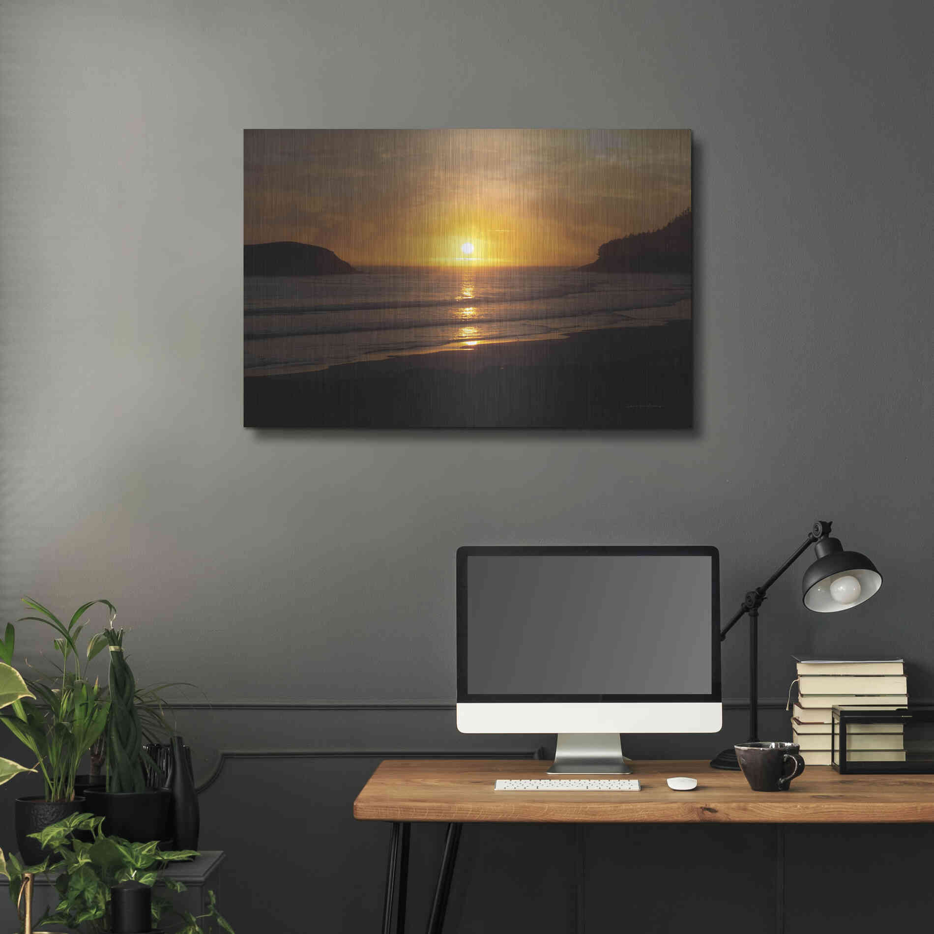 Luxe Metal Art 'Ocean Sunset' by Debra Van Swearingen, Metal Wall Art,36x24