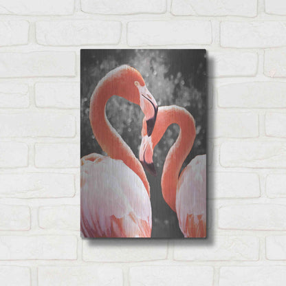 Luxe Metal Art 'Flamingo II on BW' by Debra Van Swearingen, Metal Wall Art,12x16