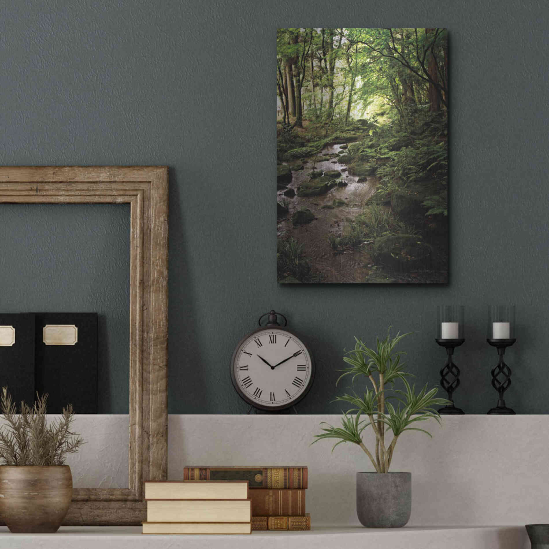 Luxe Metal Art 'Lush Creek in Forest' by Debra Van Swearingen, Metal Wall Art,12x16