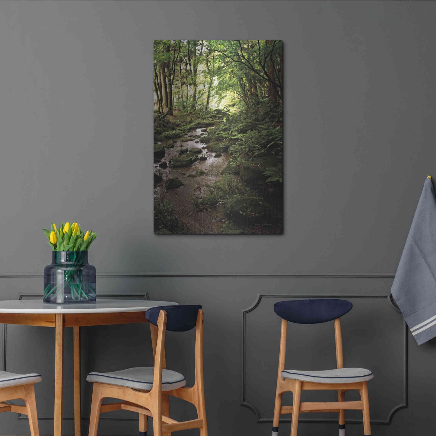 Luxe Metal Art 'Lush Creek in Forest' by Debra Van Swearingen, Metal Wall Art,24x36